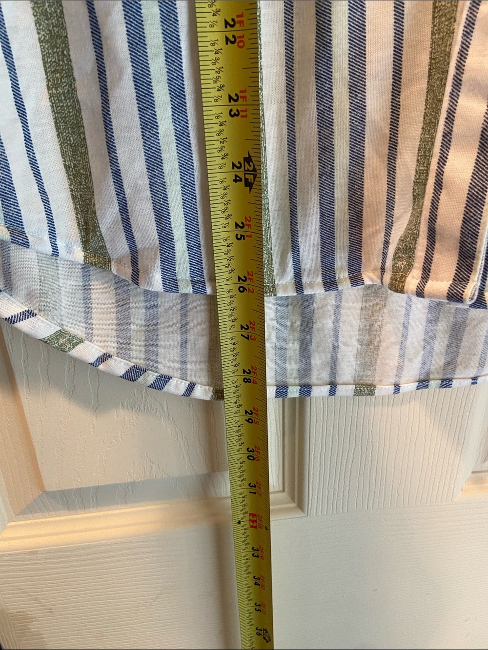 Striped Short-Sleeve Button Front Blouse in Light Blue & Olive - Picture 5 of 10